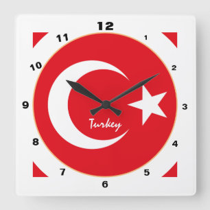 Moderne Turkse vlag, patriottisch huis van Turkije Vierkante Klok