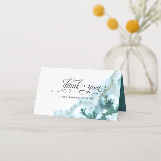 Moderne Turquoise Aquarelle Moss Agate Menu (Dos)