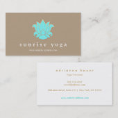 Moderne Turquoise Blauwe Lotus Yoga Instructeur Visitekaartje (Voorkant / Achterkant)