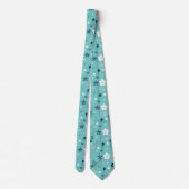 Moderne Turquoise Bloem Patronen Naadloos Stropdas (Achterkant)