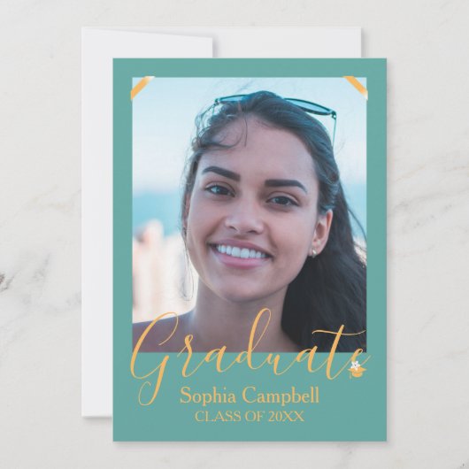 Moderne Turquoise couleur Graduation Invitation (Devant)