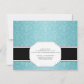 Moderne Turquoise Damask Bruidsdouche Uitnodiginge Kaart (Achterkant)