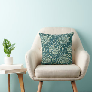 Moderne Turquoise en Crème Kleurige Topografische  Kussen