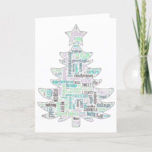 Moderne turquoise en mint groene kerstboom auto feestdagen kaart