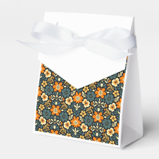 Moderne turquoise en oranje bloemendesign bedankdoosjes