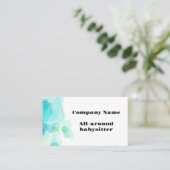 Moderne Turquoise en witte babysitter Visitekaartje (Staand voorkant)