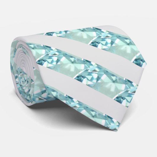 Moderne Turquoise Fractal Gem Gestreepte Stropdas (Opgerold)