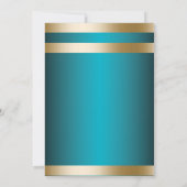Moderne Turquoise Gold Stripes Invitations de mari (Dos)
