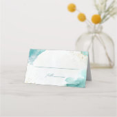Moderne Turquoise Gouden Abstracte Strand Bruiloft (Voorkant)