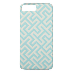 Moderne turquoise Griekse sleutel geometrische pat iPhone 8 Plus / 7 Plus Hoesje