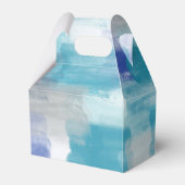 Moderne turquoise & grijze aquarel abstracte kunst bedankdoosjes (Achterkant)