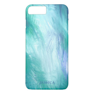 Moderne Turquoise Groen Blauw Abstracte Kwast Stre iPhone 8 Plus / 7 Plus Hoesje