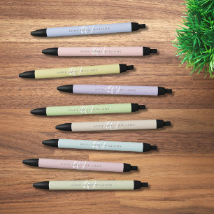 Moderne Turquoise Groen Witte Script Monogram Zwarte Inkt Pen
