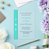 Moderne Turquoise Monogram Bruid en Bruidegom Acryl Uitnodigingen (Insitu (Huwelijk))