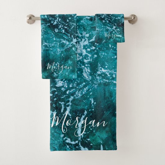 Moderne Turquoise Ocean Waves Personnalisé (En situation)