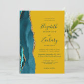 Moderne Turquoise Or Agate Faire-part de mariage m (Debout devant)