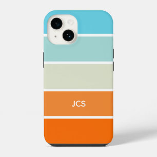 Moderne Turquoise Oranje Groen Kleurblok iPhone 14 Hoesje
