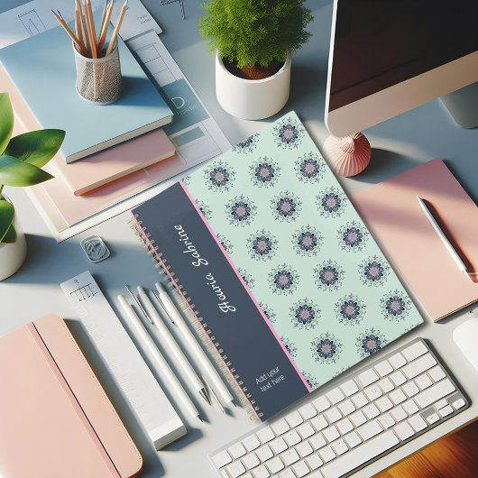 Moderne turquoise Roze Bloemen Mandala Doodles Planner