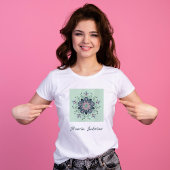 Moderne turquoise Roze Bloemige Mandala Doodles T-shirt