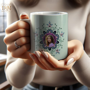 Moderne turquoise Roze Bloemrijke Mandala Krabbels Koffiemok