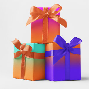 Moderne Turquoise Roze Paars en Oranje Gradiënt Inpakpapier Vel