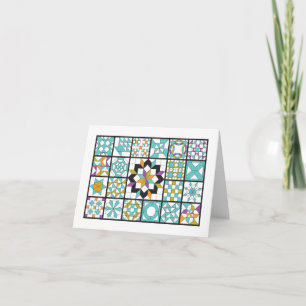 Moderne Turquoise Sampler Quilt Note Kaart