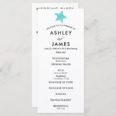 Moderne Turquoise Starfish Mariage programme de cé (Devant / Derrière)