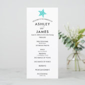 Moderne Turquoise Starfish Mariage programme de cé (Debout devant)