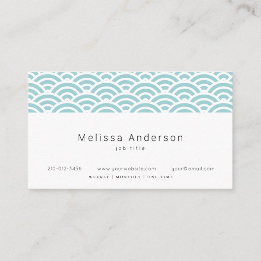 Moderne Turquoise Wave Pattern Cleaning Service Visitekaartje (Achterkant)