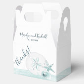 Moderne turquoise zeeschelpen strand bruiloft bedankdoosjes (Geopend)