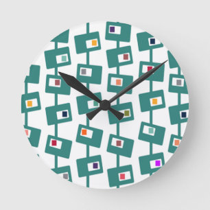 Moderne tussenliggende rechthoeken en vierkantjes ronde klok