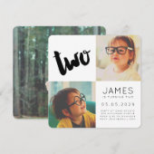 Moderne TWEE 2e Verjaardag Party Boy Meisje Fotoka Kaart (Voorkant / Achterkant)