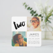 Moderne TWEE 2e Verjaardag Party Boy Meisje Fotoka Kaart (Staand voorkant)