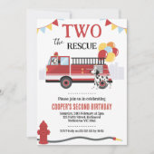 Moderne Twee De Reddingsbrandweerauto 2e Verjaarda Kaart (Voorkant)