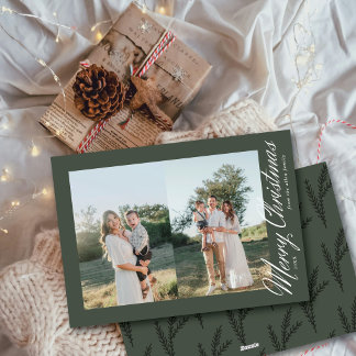 Moderne Twee Foto Prettig Kerstmis Zij Schrift Feestdagenkaart