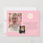 Moderne Twee Foto Roze Wit Goud Daisy Dank u Kaart (Voorkant)