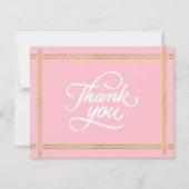 Moderne Twee Foto Roze Wit Goud Daisy Dank u Kaart (Achterkant)