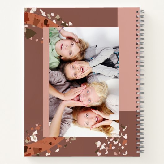 Moderne twee foto Terrazzo Persoonlijke naam Notitieboek (Achterkant)