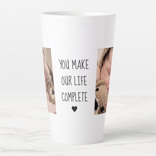 Moderne twee foto | U maakt ons leven compleet Latte Mok (Voorkant)