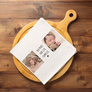 Moderne twee foto U maakt ons leven compleet Theedoek