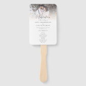 Moderne twee foto's overlay Wedding Programme Handwaaier (Voorkant)