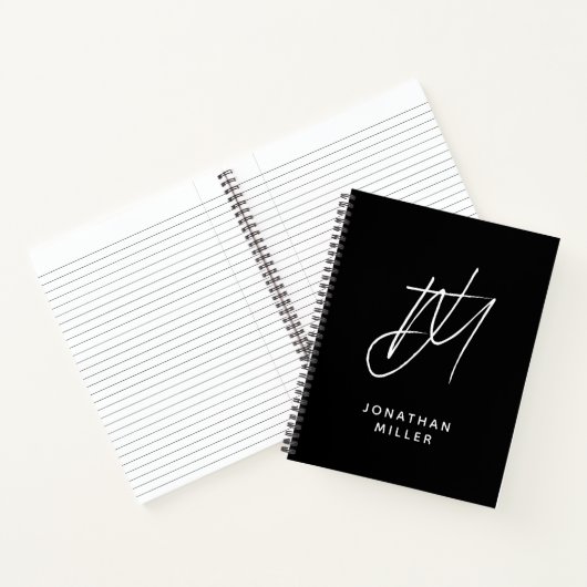 Moderne twee Initialen het Monogram van het Manusc Notitieboek (Binnen)