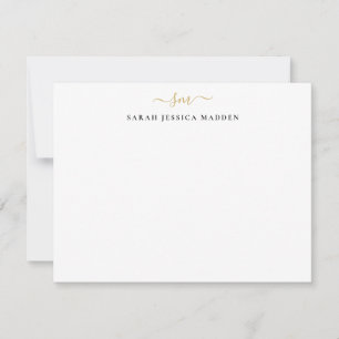 Moderne twee Monogram Initiaal Meisjesscript Gold Notitiekaartje