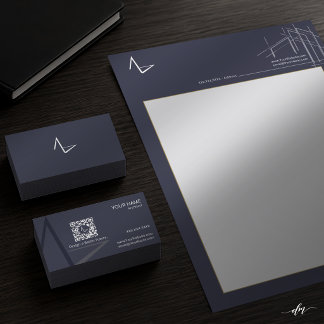 Moderne Tweezijdige Architect Letterhead Briefhoofd