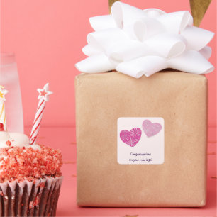 Moderne Twin Hearts Gefeliciteerd met jullie trouw Vierkante Sticker