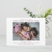 Moderne Twin Photo Aankondiging van de Geboorte (Staand voorkant)