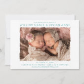 Moderne Twin Photo Aankondiging van de Geboorte (Voorkant)