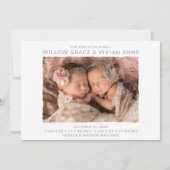 Moderne Twin Photo Aankondiging van de Geboorte (Voorkant)