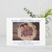 Moderne Twin Photo Aankondiging van de Geboorte (Staand voorkant)