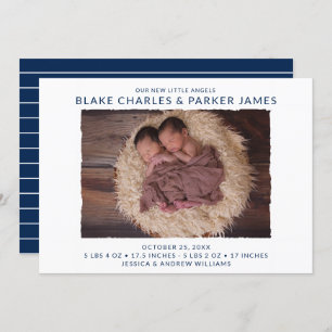 Moderne Twin Photo Aankondiging van de Geboorte